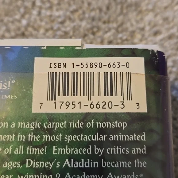Walt Disnev's Aladdin VHS Tape RARE Black Diamond Classic #1662 - Picture 3 of 12